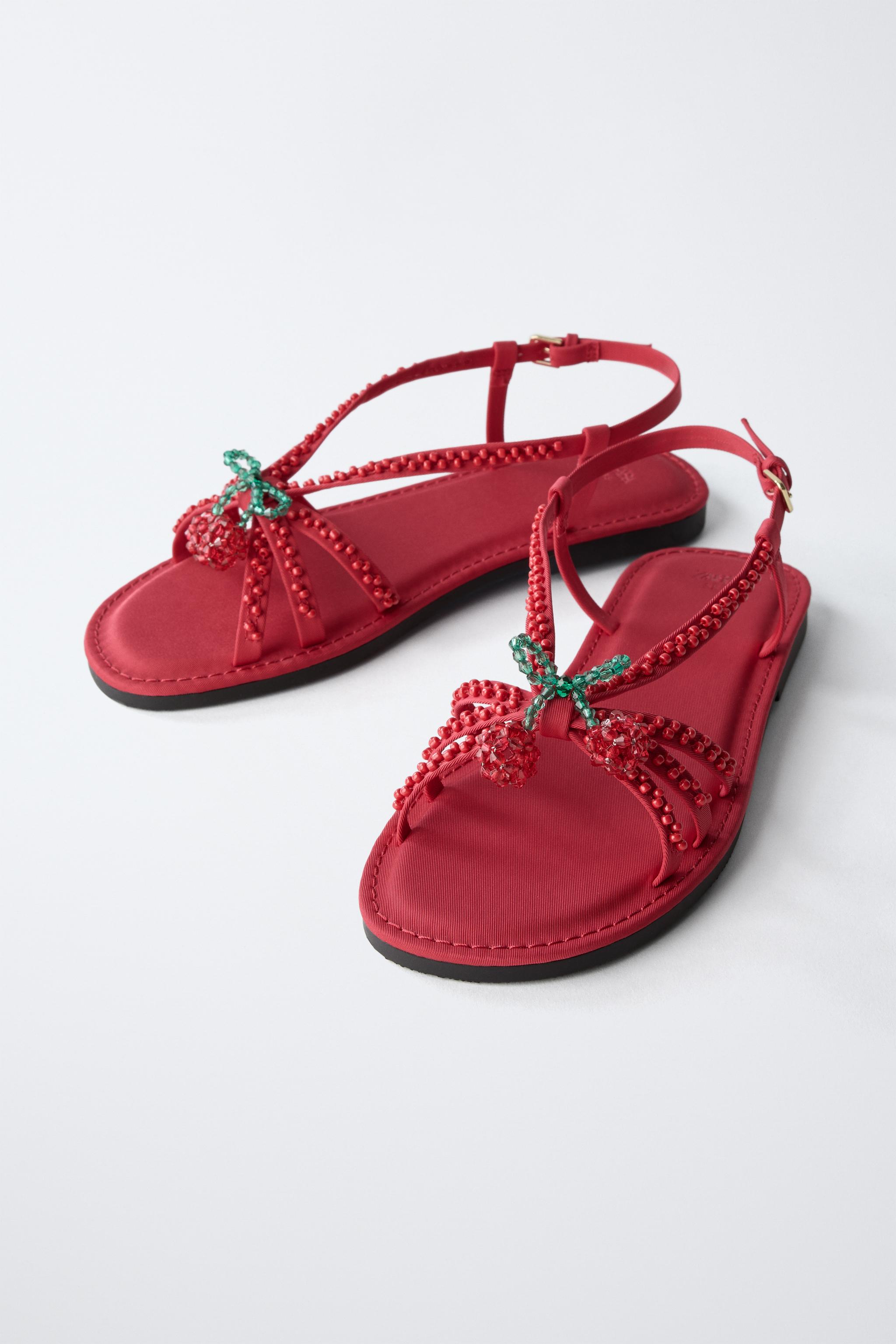 CHERRY BEADED SANDALS
